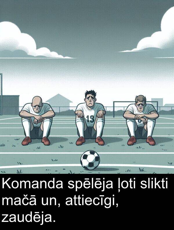 slikti: Komanda spēlēja ļoti slikti mačā un, attiecīgi, zaudēja.