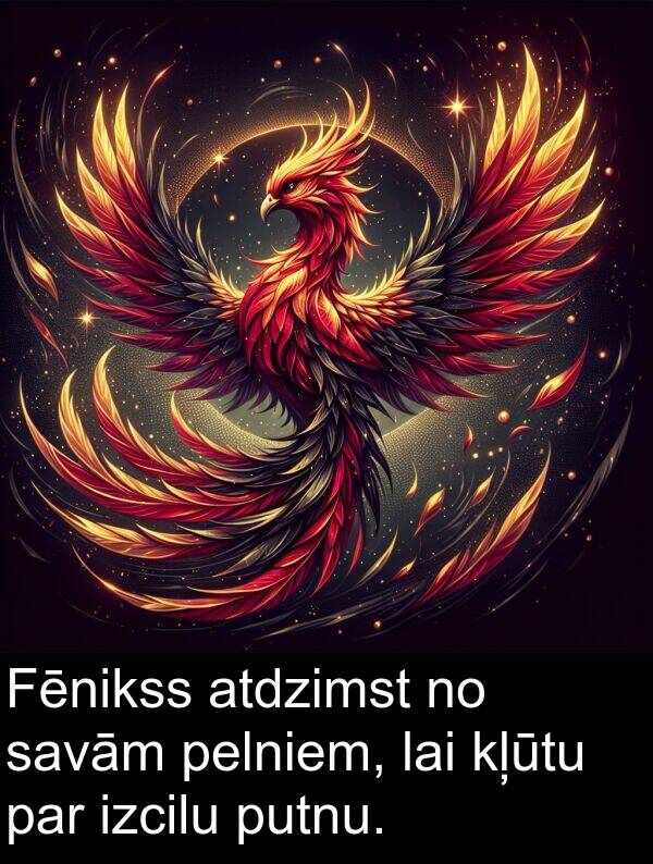 kļūtu: Fēnikss atdzimst no savām pelniem, lai kļūtu par izcilu putnu.