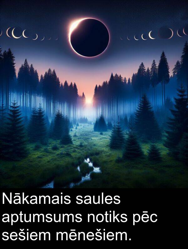 pēc: Nākamais saules aptumsums notiks pēc sešiem mēnešiem.