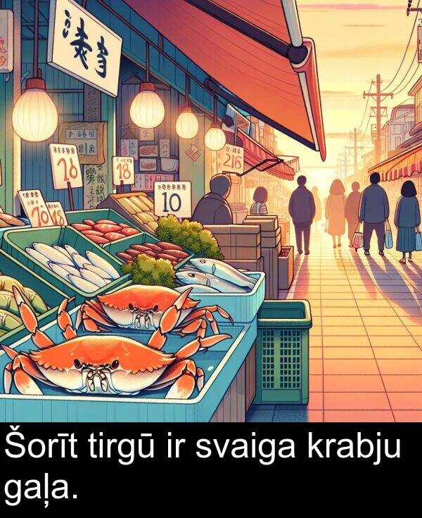 krabju: Šorīt tirgū ir svaiga krabju gaļa.