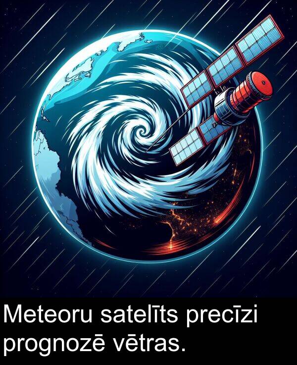 satelīts: Meteoru satelīts precīzi prognozē vētras.
