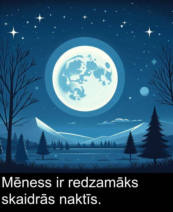 naktīs: Mēness ir redzamāks skaidrās naktīs.