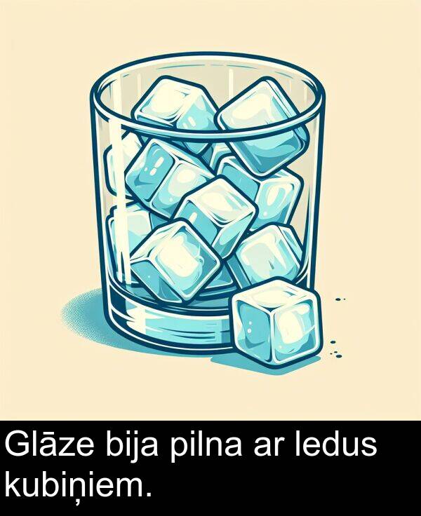 ledus: Glāze bija pilna ar ledus kubiņiem.