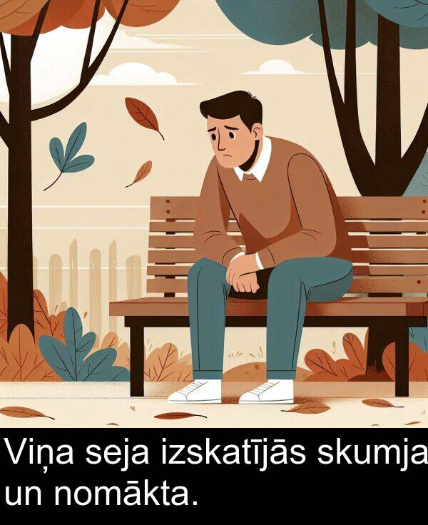 seja: Viņa seja izskatījās skumja un nomākta.