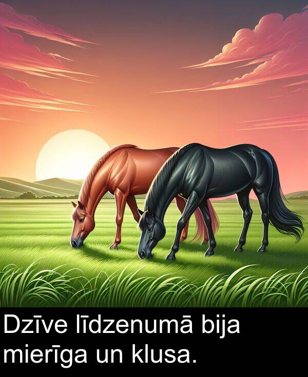 klusa: Dzīve līdzenumā bija mierīga un klusa.