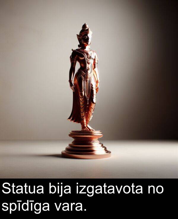 spīdīga: Statua bija izgatavota no spīdīga vara.