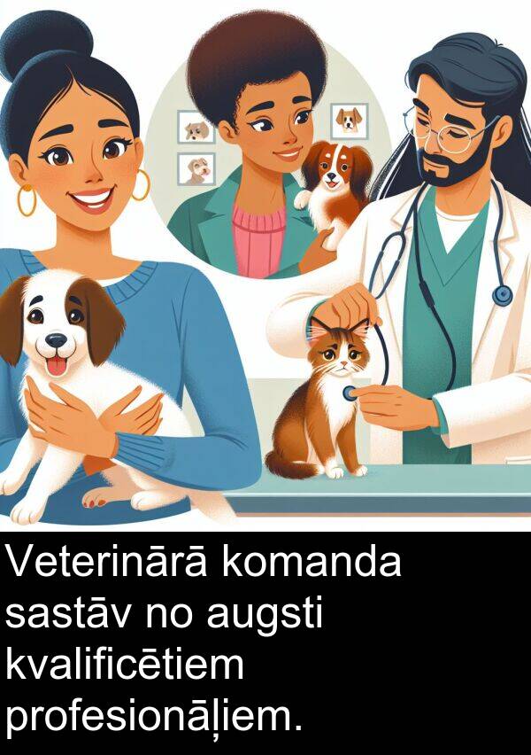 komanda: Veterinārā komanda sastāv no augsti kvalificētiem profesionāļiem.