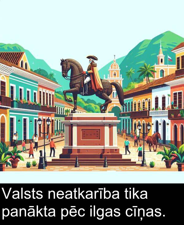 pēc: Valsts neatkarība tika panākta pēc ilgas cīņas.