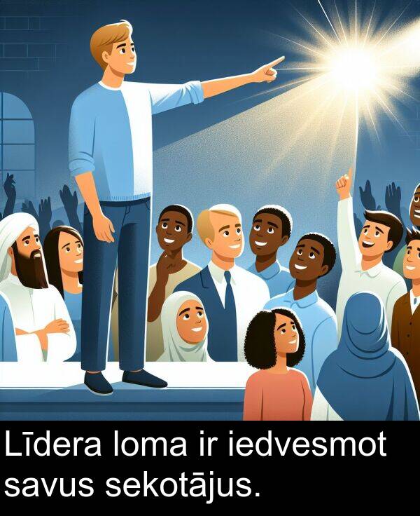 iedvesmot: Līdera loma ir iedvesmot savus sekotājus.