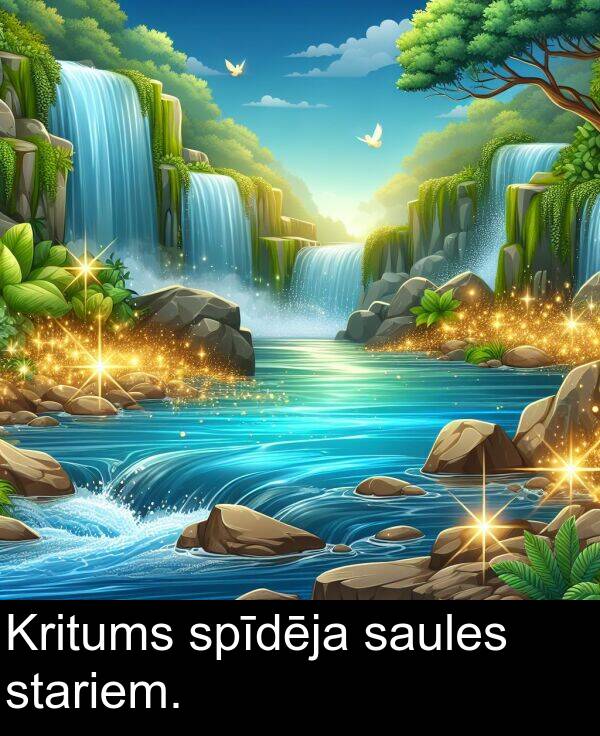 saules: Kritums spīdēja saules stariem.