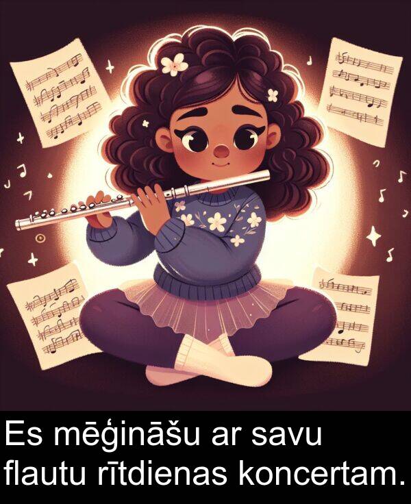 flautu: Es mēģināšu ar savu flautu rītdienas koncertam.