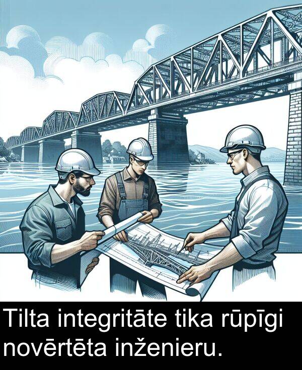 rūpīgi: Tilta integritāte tika rūpīgi novērtēta inženieru.