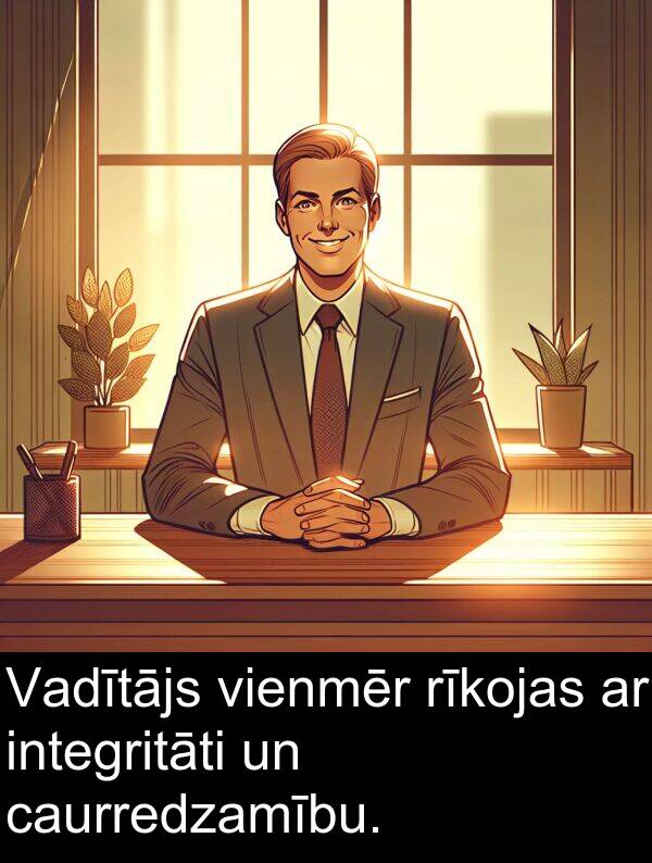 caurredzamību: Vadītājs vienmēr rīkojas ar integritāti un caurredzamību.