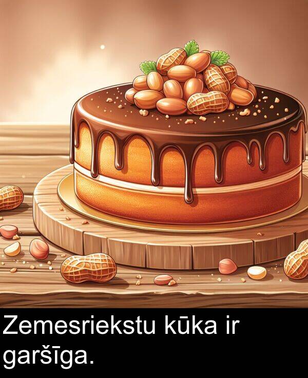 kūka: Zemesriekstu kūka ir garšīga.
