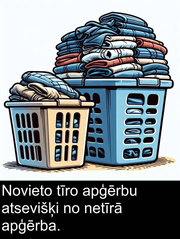 apģērba: Novieto tīro apģērbu atsevišķi no netīrā apģērba.
