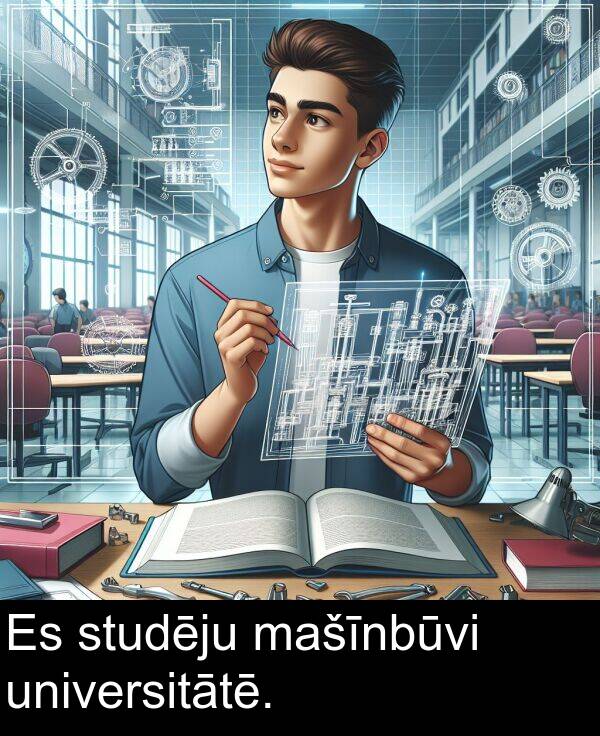 universitātē: Es studēju mašīnbūvi universitātē.