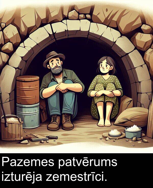 zemestrīci: Pazemes patvērums izturēja zemestrīci.