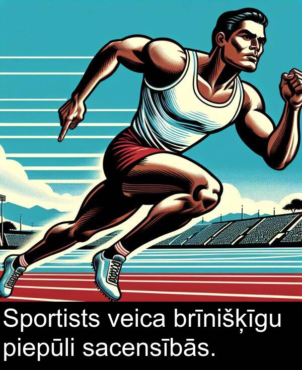 sacensībās: Sportists veica brīnišķīgu piepūli sacensībās.