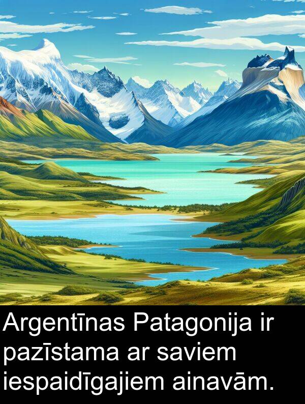 ainavām: Argentīnas Patagonija ir pazīstama ar saviem iespaidīgajiem ainavām.