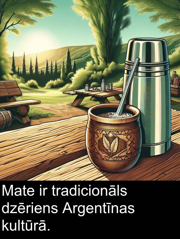 kultūrā: Mate ir tradicionāls dzēriens Argentīnas kultūrā.