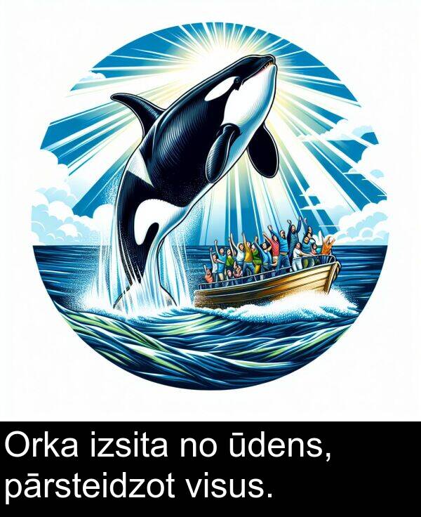 pārsteidzot: Orka izsita no ūdens, pārsteidzot visus.