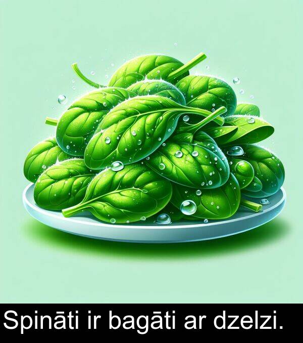bagāti: Spināti ir bagāti ar dzelzi.