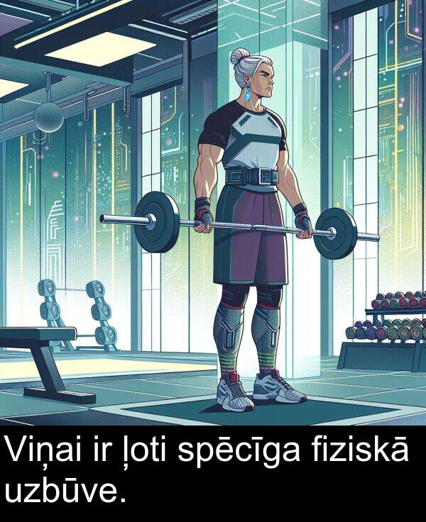 uzbūve: Viņai ir ļoti spēcīga fiziskā uzbūve.