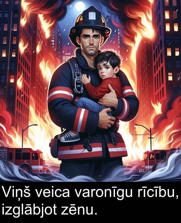 zēnu: Viņš veica varonīgu rīcību, izglābjot zēnu.