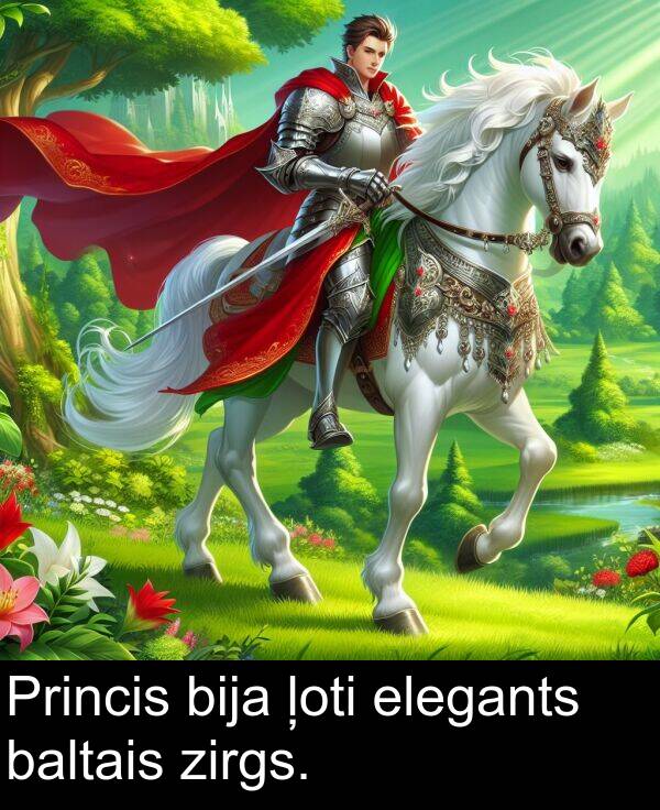 zirgs: Princis bija ļoti elegants baltais zirgs.