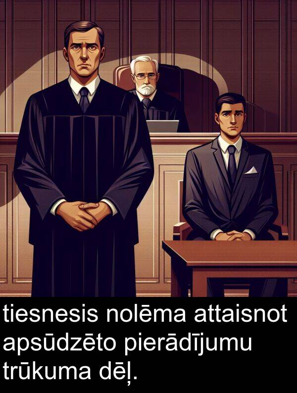 pierādījumu: tiesnesis nolēma attaisnot apsūdzēto pierādījumu trūkuma dēļ.