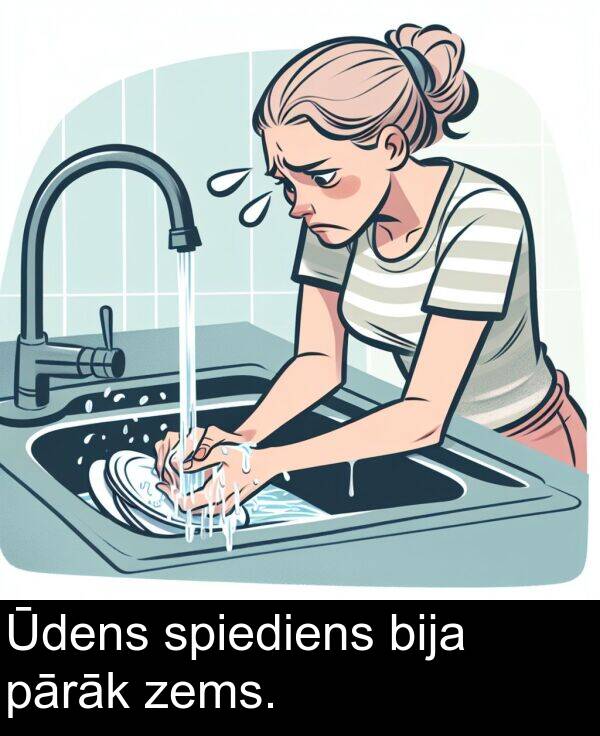 zems: Ūdens spiediens bija pārāk zems.