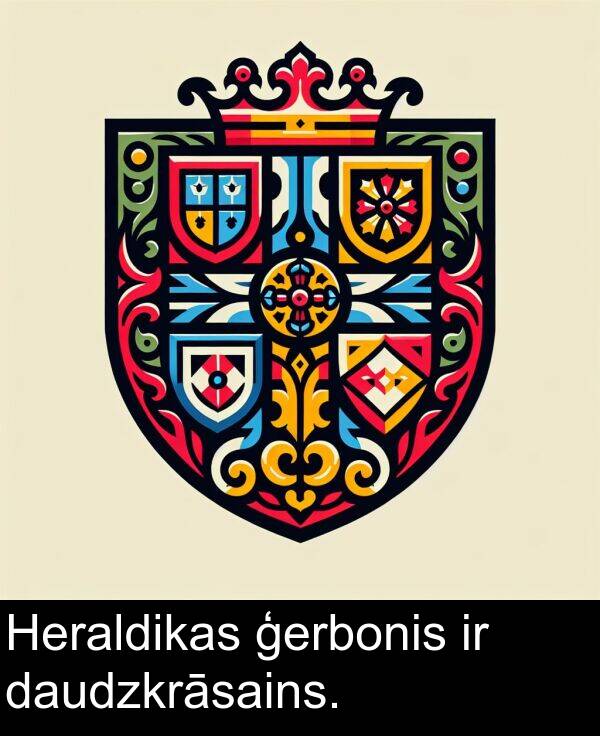 daudzkrāsains: Heraldikas ģerbonis ir daudzkrāsains.