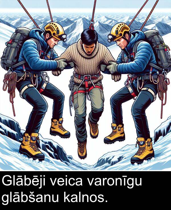 kalnos: Glābēji veica varonīgu glābšanu kalnos.