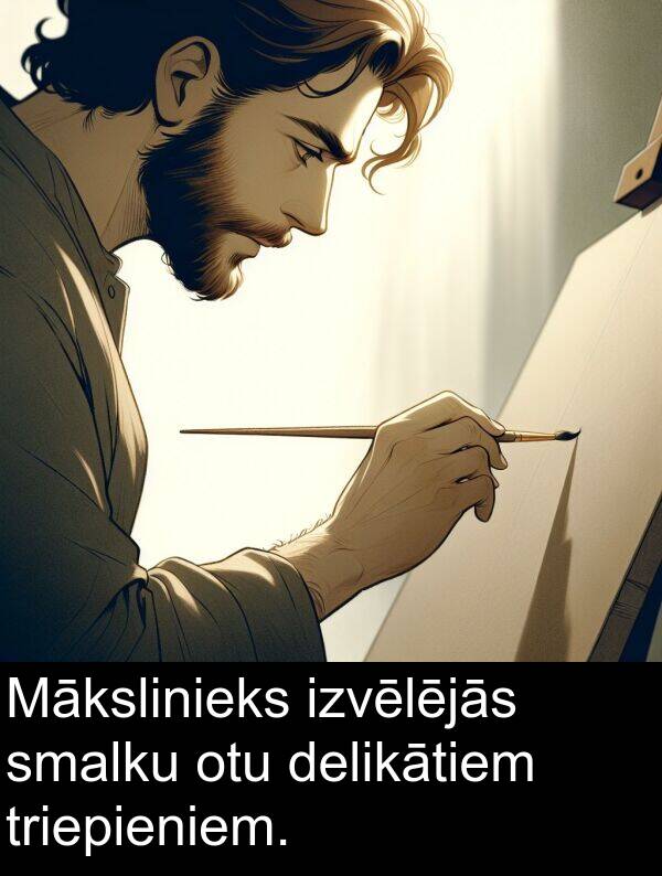 delikātiem: Mākslinieks izvēlējās smalku otu delikātiem triepieniem.