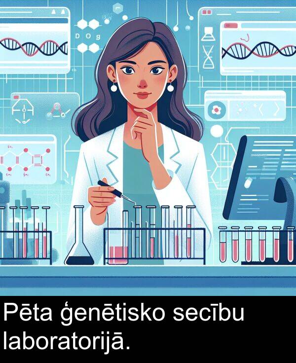 laboratorijā: Pēta ģenētisko secību laboratorijā.