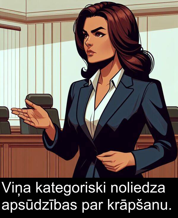 krāpšanu: Viņa kategoriski noliedza apsūdzības par krāpšanu.