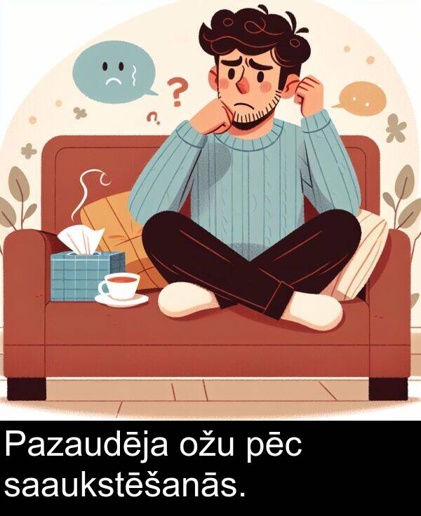 pēc: Pazaudēja ožu pēc saaukstēšanās.