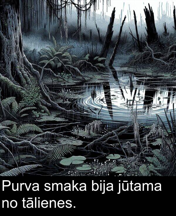 jūtama: Purva smaka bija jūtama no tālienes.