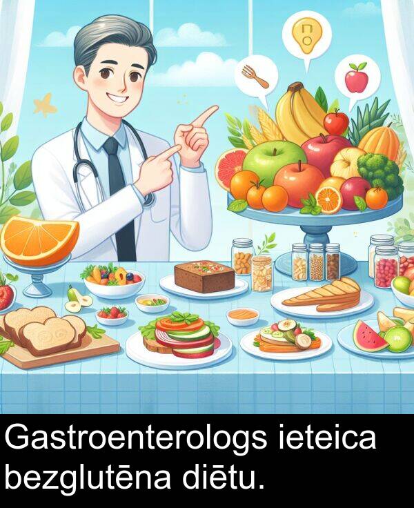 ieteica: Gastroenterologs ieteica bezglutēna diētu.