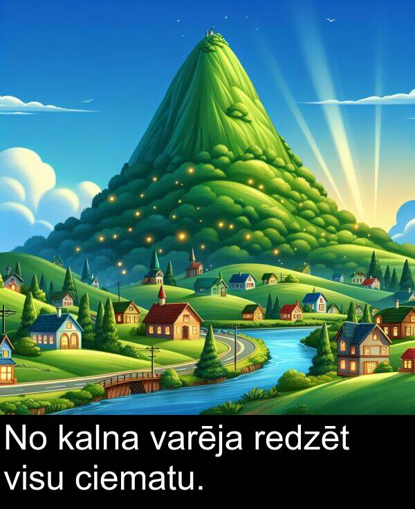 kalna: No kalna varēja redzēt visu ciematu.
