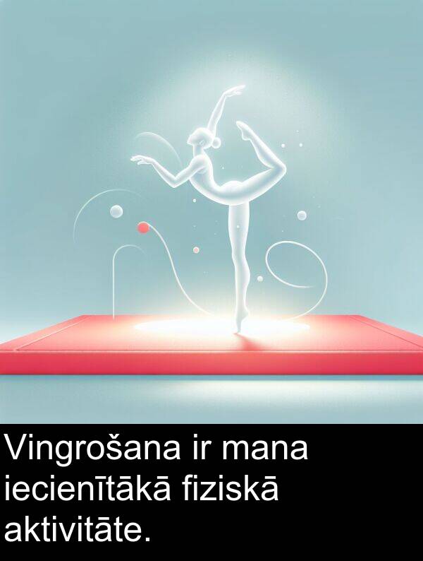 iecienītākā: Vingrošana ir mana iecienītākā fiziskā aktivitāte.