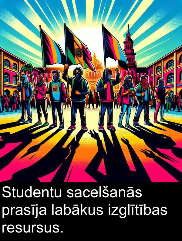 labākus: Studentu sacelšanās prasīja labākus izglītības resursus.