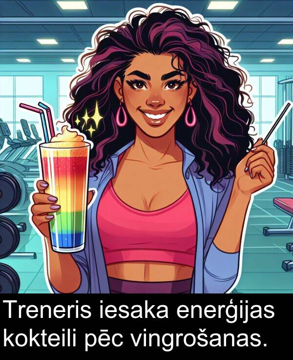pēc: Treneris iesaka enerģijas kokteili pēc vingrošanas.