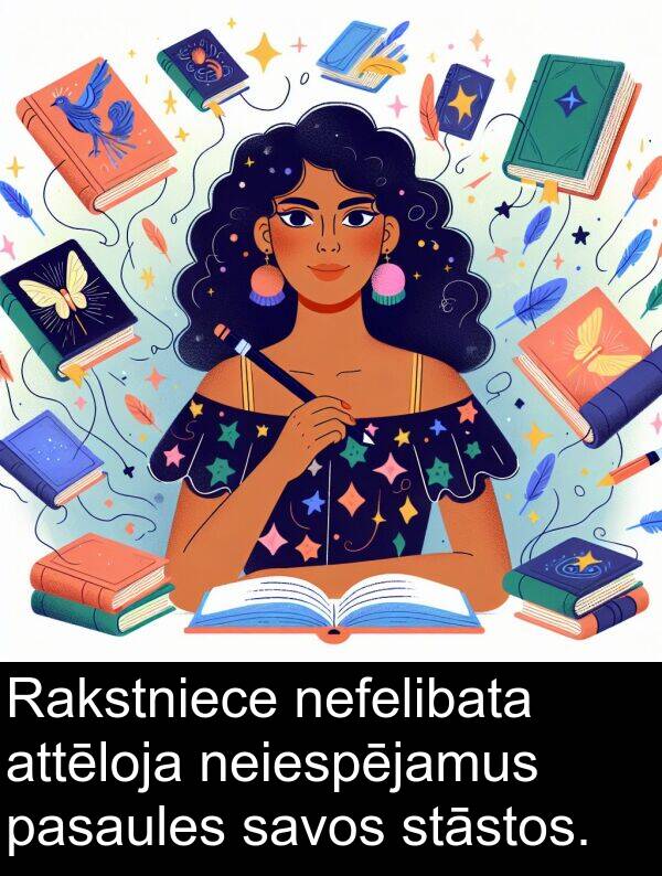 savos: Rakstniece nefelibata attēloja neiespējamus pasaules savos stāstos.