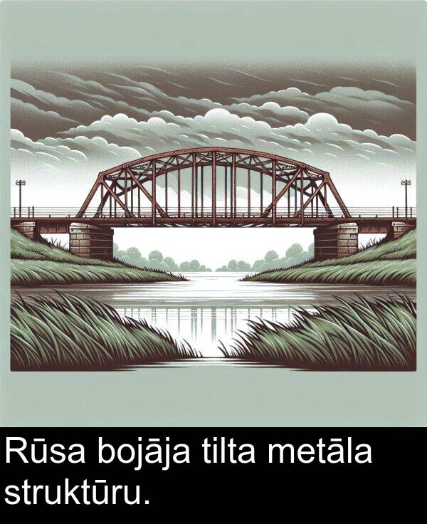 struktūru: Rūsa bojāja tilta metāla struktūru.