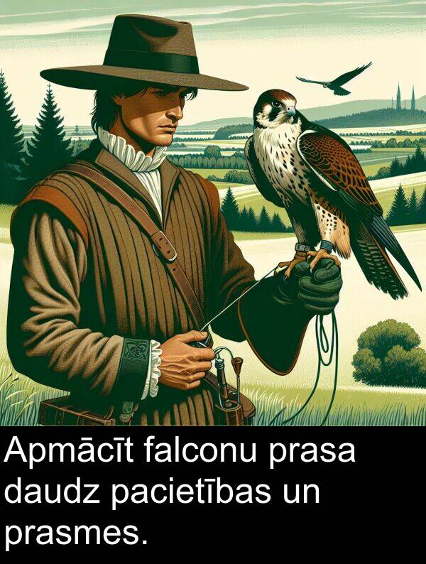 falconu: Apmācīt falconu prasa daudz pacietības un prasmes.