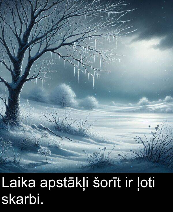 ļoti: Laika apstākļi šorīt ir ļoti skarbi.