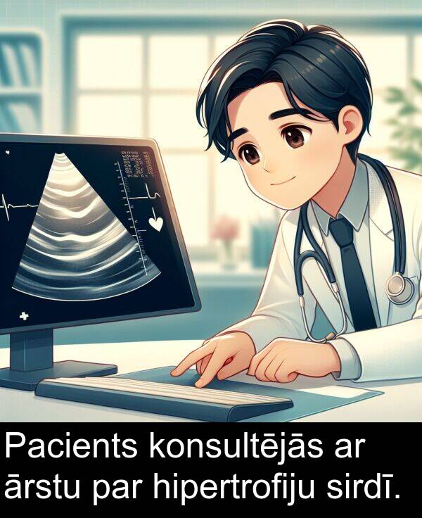 konsultējās: Pacients konsultējās ar ārstu par hipertrofiju sirdī.