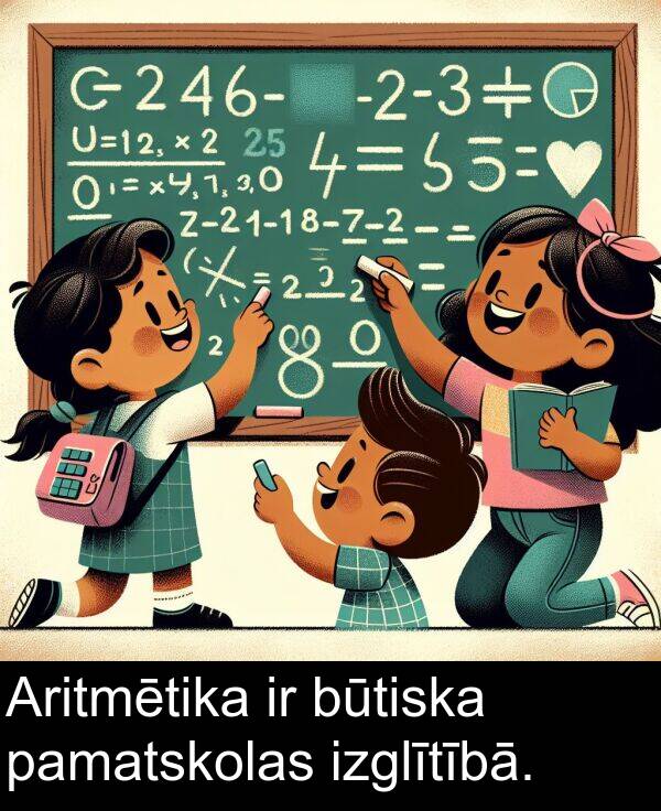 izglītībā: Aritmētika ir būtiska pamatskolas izglītībā.