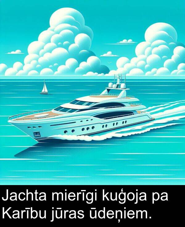 kuģoja: Jachta mierīgi kuģoja pa Karību jūras ūdeņiem.